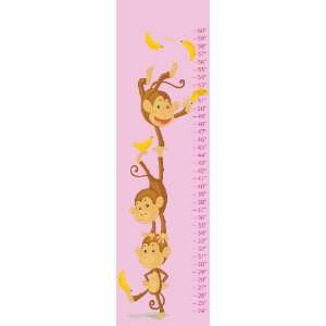 Monkey Baby Pink Canvas Growth Chart Baby