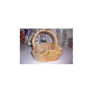  hand carved wood basket 