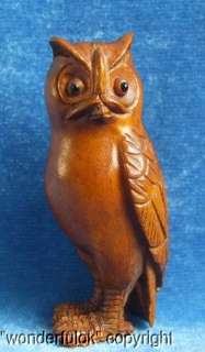 Handwork Boxwood Wood Carving Netsuke Of Owl Sir  