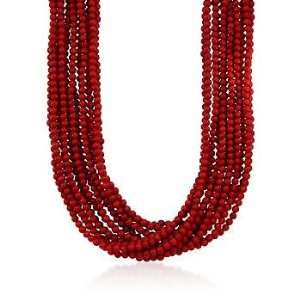    Strand 4 4.5mm Red Coral Bead Necklace, Vermeil Clasp. 17 Jewelry