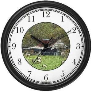  Farm House and Sheep in Pasture (JP6) Wall Clock by 