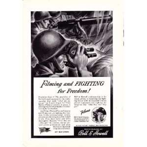  1943 Ad Bell & Howell Filming for Freedom Original Vintage 