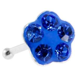  3.5mm Blue Flower Ferido Crystal Nose Bone Jewelry