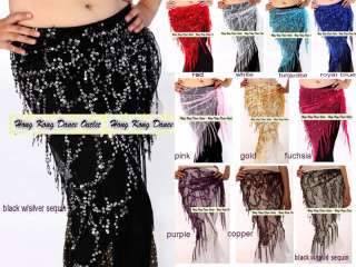 Belly Dance Latin Sequin Fringes Triangle Hip Scarf  
