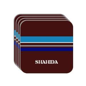 Personal Name Gift   SHAHIDA Set of 4 Mini Mousepad Coasters (blue 