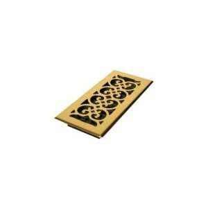   DECOR GRATES SPH410 4x10 Scroll Steel Plated Brass