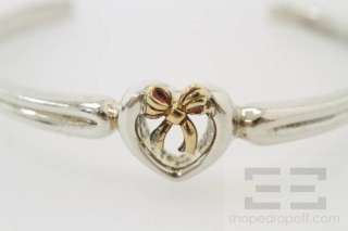 Tiffany & Co. Sterling Silver & 18k Yellow Gold Heart Bow Cuff 