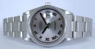 Rolex Mens Datejust Silver Roman 16220 WATCH CHEST  