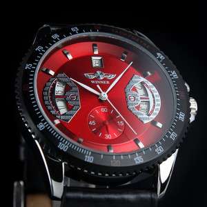 New 3 color black red blue mens self winding automatic mechanical 
