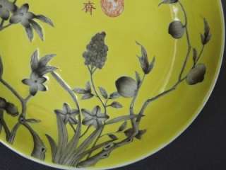 Pair Chinese DAYAZAI Yellow Glazed Ground Small Porcelain Plates 