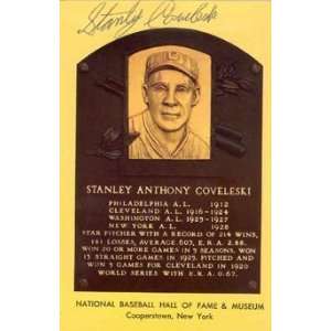  Stanley Coveleski Autograph/Signed Baseball HOF Plaque 
