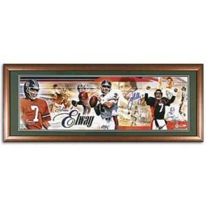  Broncos Mounted Memories J. Elway Framed Auto. Panoramic L 