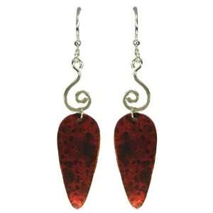 Jody Coyote Red Silver Black Leaf Earrings SMB642 Jewelry