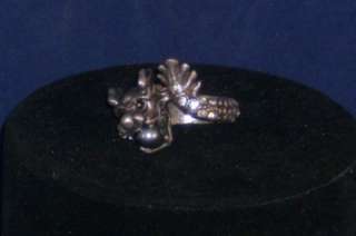 NEW PEWTER COLORED VERY COOL DRAGON RING WITH FAUX PEARL IN MOUTH R 