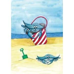 Blue Crab Bucket   Toland Holiday Tropical Beach Garden Flag 12.5 Inch 