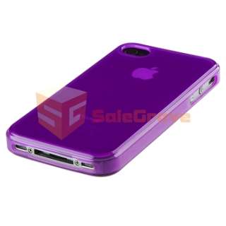 for iPhone 4 4S 4G 4GS G CAR CHARGER+PRIVACY FILTER+PURPLE CASE  