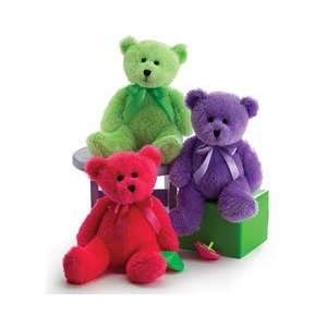  Plush Neon Green, Purple and Fuchsia Teddy Bears 10 H 