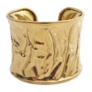  ZAD Unique Crinkled Textured Cuff Bangle Bracelet Gold 