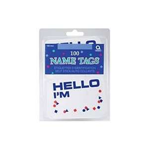  Self Adhesive Name Tag 100 Pack 3 1/4 Hello Confetti 