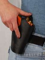 Black Leather Belt Holster for Colt Mustang Pocketlite  