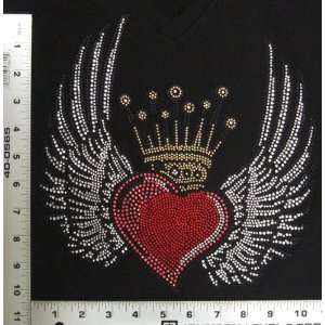  Iron On Transfer Colorful Wing Heart Crown Design 