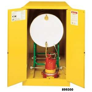   Safe Storage for Solvent Filled Drums   2 Door Self Close   Yellow