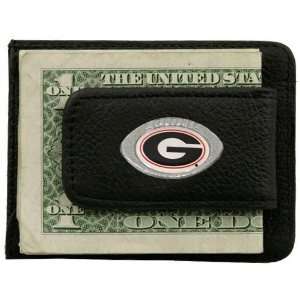  Georgia Bulldogs Black Leather Card Holder & Money Clip 