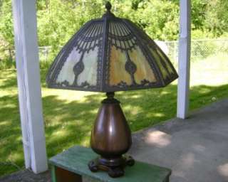 Antique Fabulous Art & Craft Slag Glass Table Lamp Unsigned Miller 