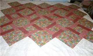 UNFINISHED QUILT TOP HAND MADE USA 100% COTTON LOVERS KNOT MACHINE 