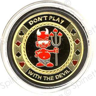 Dont Play W/ The Devil Gold   Silver Poker Card Guard*  