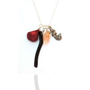  Black and Red Coral, River Crystal and Mermaid on Silver 