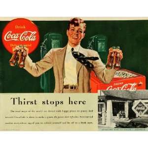  1939 Ad Coca Cola Bottle Soda Pop Vintage Gasoline Pumps 