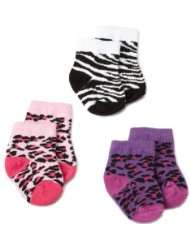 Jefferies Socks Baby Girls Newborn 3 Pair Gift Box Animal Print Socks