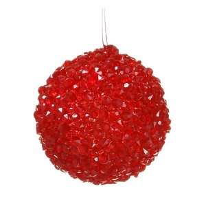  4 Iced Ball Ornament Red (Pack of 12)