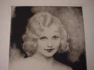 JOHN KNOWLES HARE ETCHING ART DECO LADY TEXAS PACIFIC COAL AND OIL CO