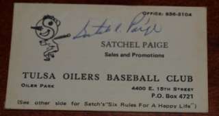 Satchel Paige SIGNED ANS Business Card NEGRO LEAGUE  