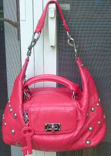  AUTHENTIC BETSEY JOHNSON RED LEATHER BAG/SATCHEL STUDS RET.$400  