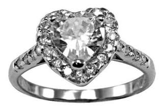   Cubic Zirconia CZ Engagement Promise Sterling Silver Platinum ep Ring