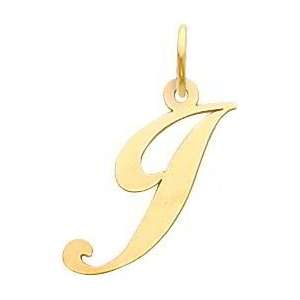  Fancy Cursive Letter J Charm 14K Gold Jewelry
