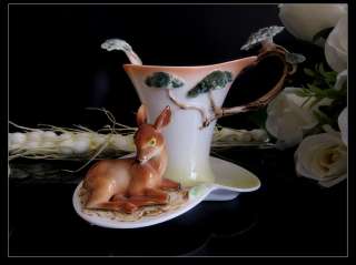 Cute Deer Coffee Set Cup/Saucer/Tray/Creamer/Sugar/Pot  
