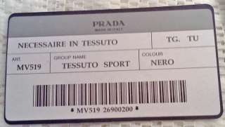Authentic Prada Tessuto Sport MV519 Black Handbag w/Authentication 