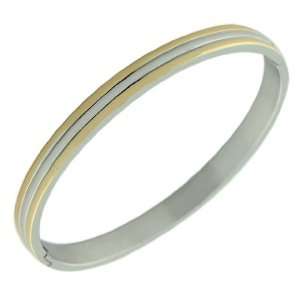   Stainless Steel Silver Gold Two Tone Womens Bangle Bracelet Jewelry