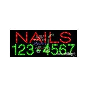Nails with Custom Phone Number LED Sign 11 inch tall x 27 inch wide x 