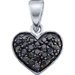 10K White Gold Diamond Heart Pendant Is Embedded With .26CTW Of Rich 