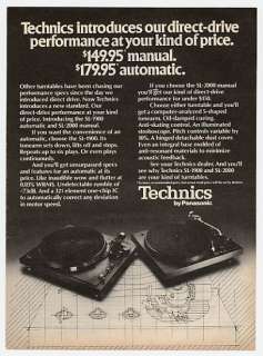 1977 Technics SL 1900 SL 2000 Turntable Print Ad  