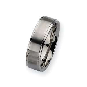  Stainless Steel Ridged Edge 7mm Brushed and Polished Band 