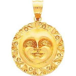  14K Yellow Gold Smiling Sun Charm Jewelry