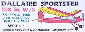 SSP D 108 RC DALLAIRE SPORTSTER 108 LASER CUT Parts Model Airplane Kit 