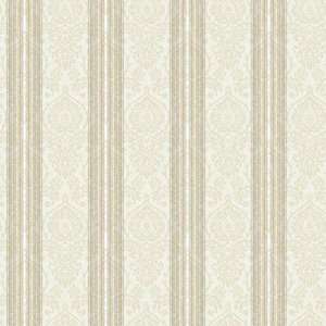 Cream Victorian Damask Stripe Wallpaper Double Rolls  