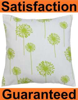 White with Green Dandelion Throw Pillow Cover Sham  